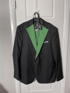 CloudStyle Suit for Men Size XXL Green and Black 4 Pieces with Bow Tie M704